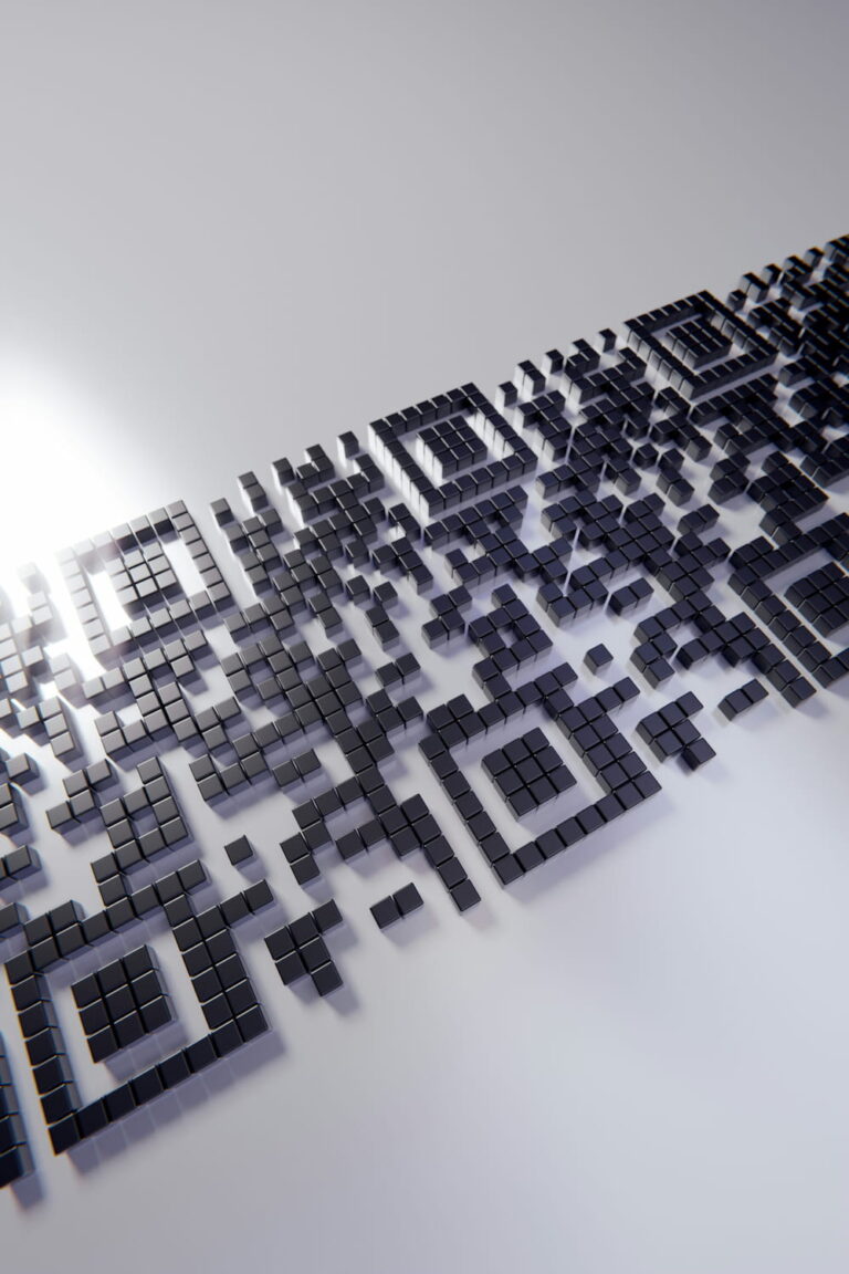 qr code displayed as wall art